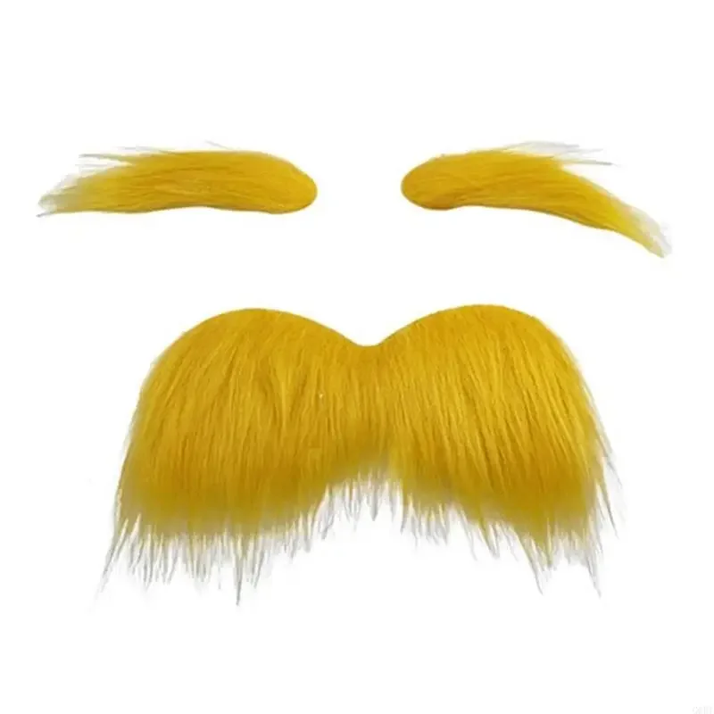 黄色の口ひげと眉毛セットセットセルフ接着剤のひげ口ひげハロウィーンコスプレコスチュームアクセサリー大人のためのコスチュームアクセサリー