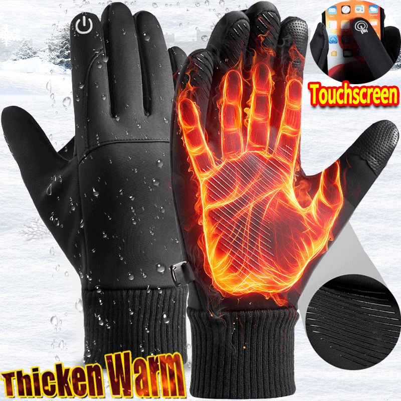 Winter Waterproof Men\'s Gloves Touchscreen Windproof Sports Fishing Driving Motorcycle Ski Non-slip Warm Cycling Women Gloves