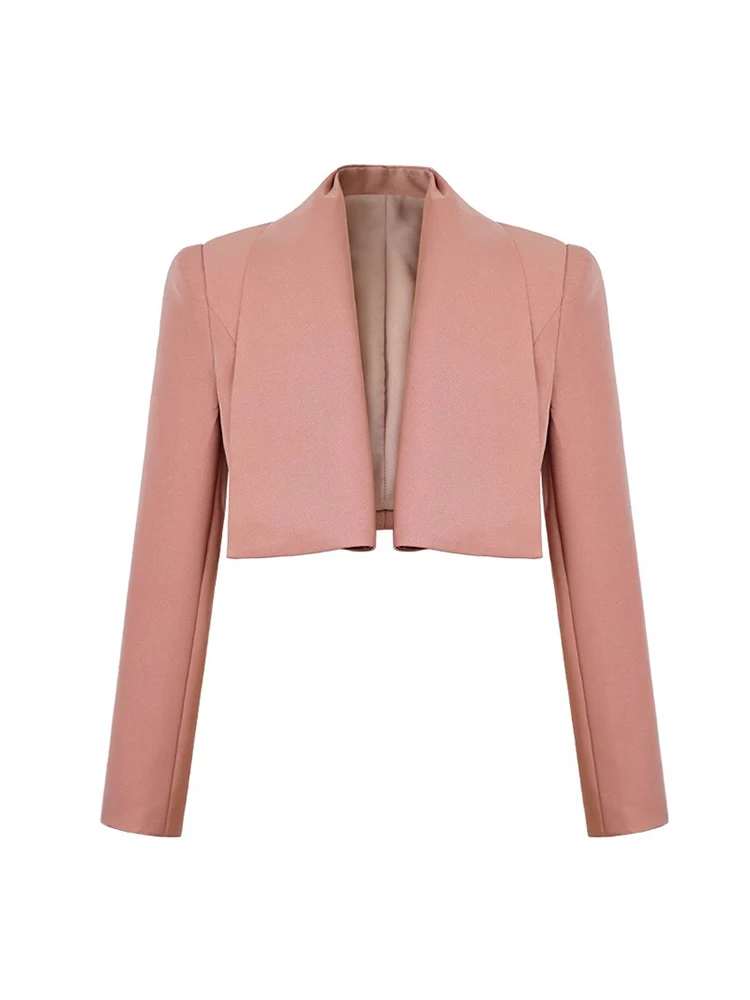 Fashion Spring Autumn Pink Formal Occasion Short Suit Women Elegant Clothes Ladies Simple Loose Coat Blazer Jacket Mujer Outwear