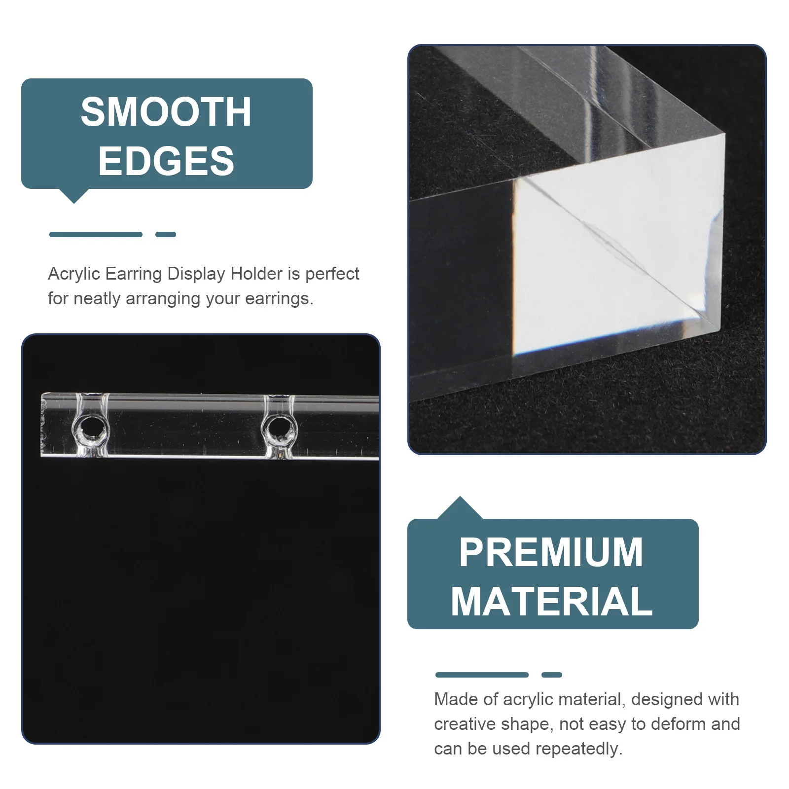 

3Pcs Acrylic Earrings Display Rack Transparent Jewelry Stand Desktop Earring Holder Bracelet Organizer Storage