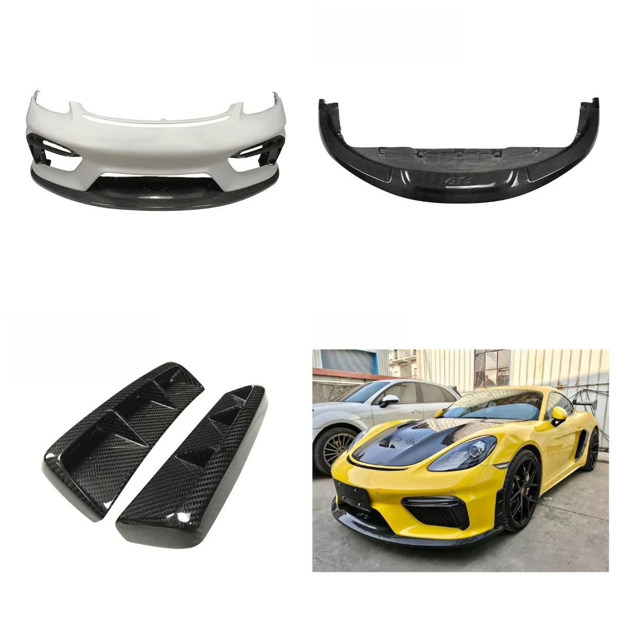 

Полукарбоновый передний бампер в стиле GT4 для 718 Boxster Cayman 2016-2019