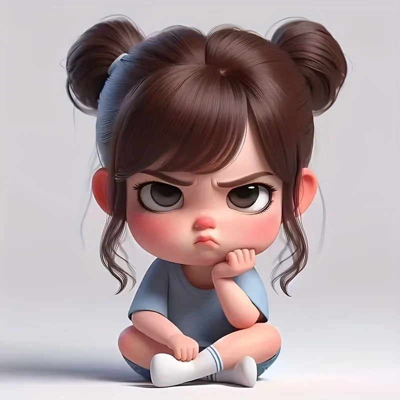 1Pc Grumpy Double Buns Girl Vinyl Sticker Waterproof for Car Motorcycle Helmet Laptop Tank Fairing Auto Exterior Styling Decal