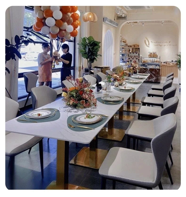 New Product Restaurant Dining Rock Slab Tables and Chairs Furniture Set Restaurant Tables