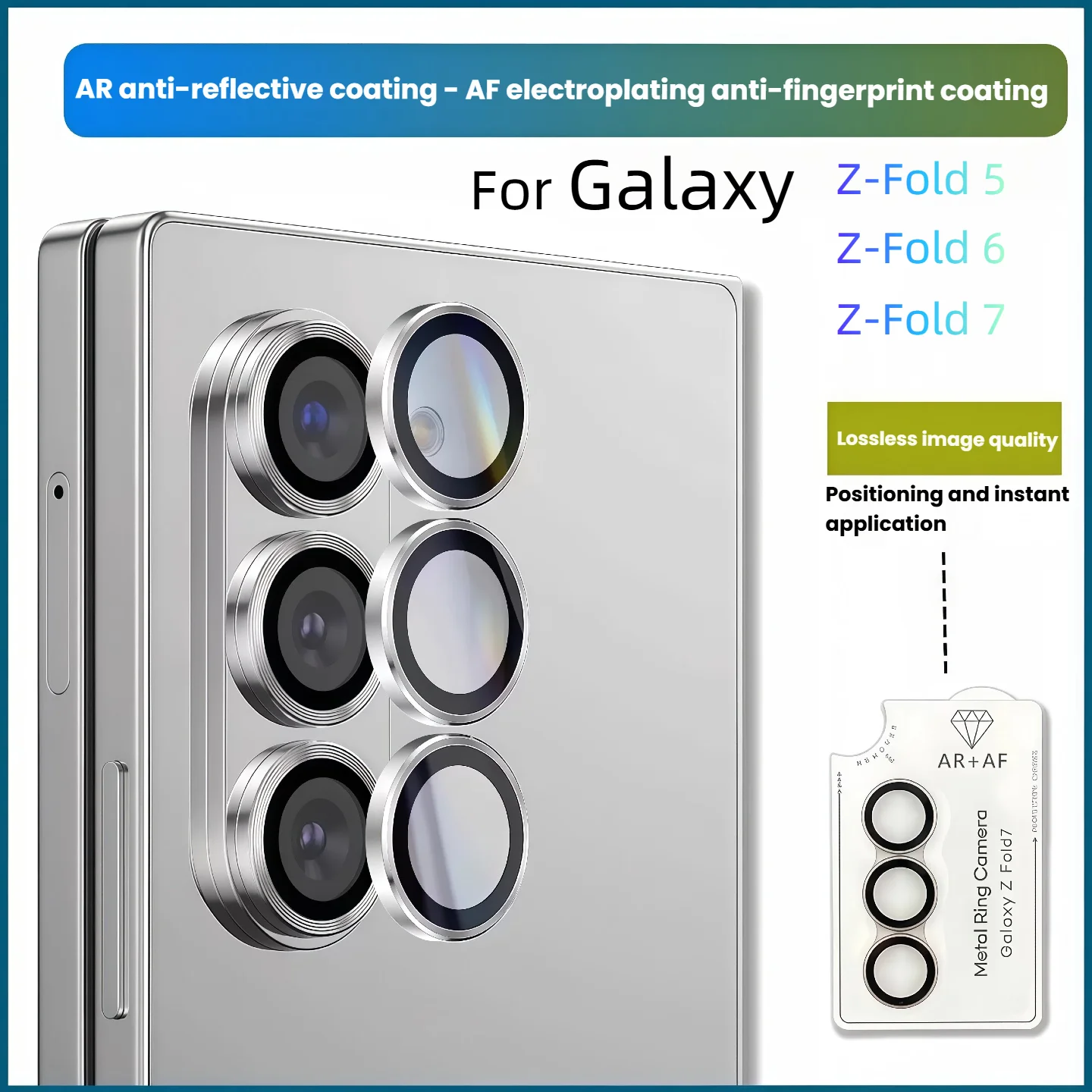 

For Galaxy ZFOL7 Z FOLD7 FOLD6 FOLD5 Rear Camera Tempered Glass Film Anti-Fog AR Coating Blac Silvery Protective