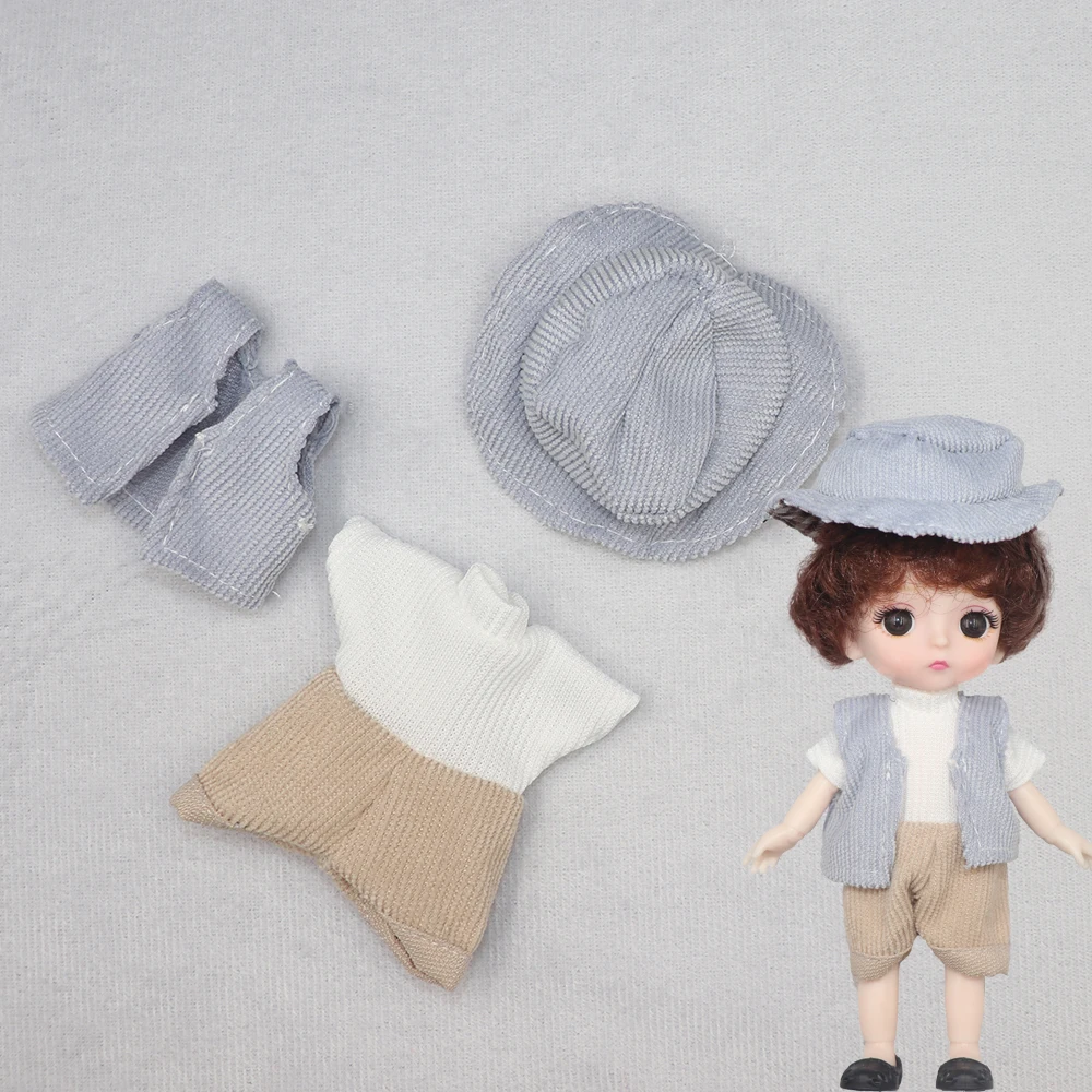 New Clothes For Dolls 16 cm 15cm Bjd Clothes Hat Short Sweater Skirt For Mini Doll 1/8 1/12 6inch Hoodie Dress Up Boys and Girls