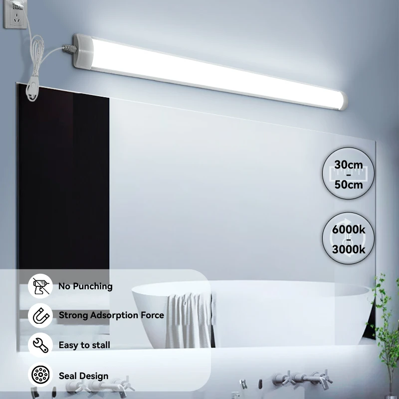 LED Cabinet Light With 1.8m Switch Wire LED Tube Light 30/50cm Bar Light for Living Room Bedroom Decor Wall Lamp Cabinet Light