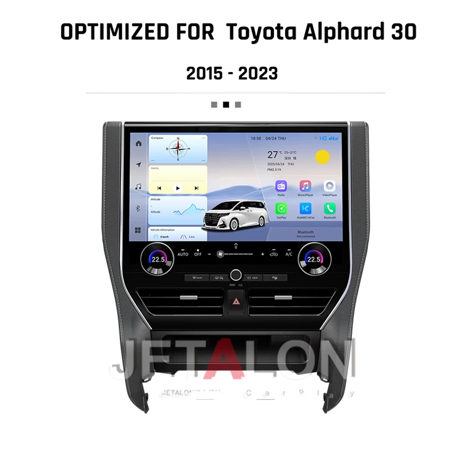 

16,8 дюйма для Toyota Alphard Vellfire 30 Series A30 2015-2023, обновленная версия Alphard 40 серии A40 CarPlay, GPS-навигация, мультимедиа