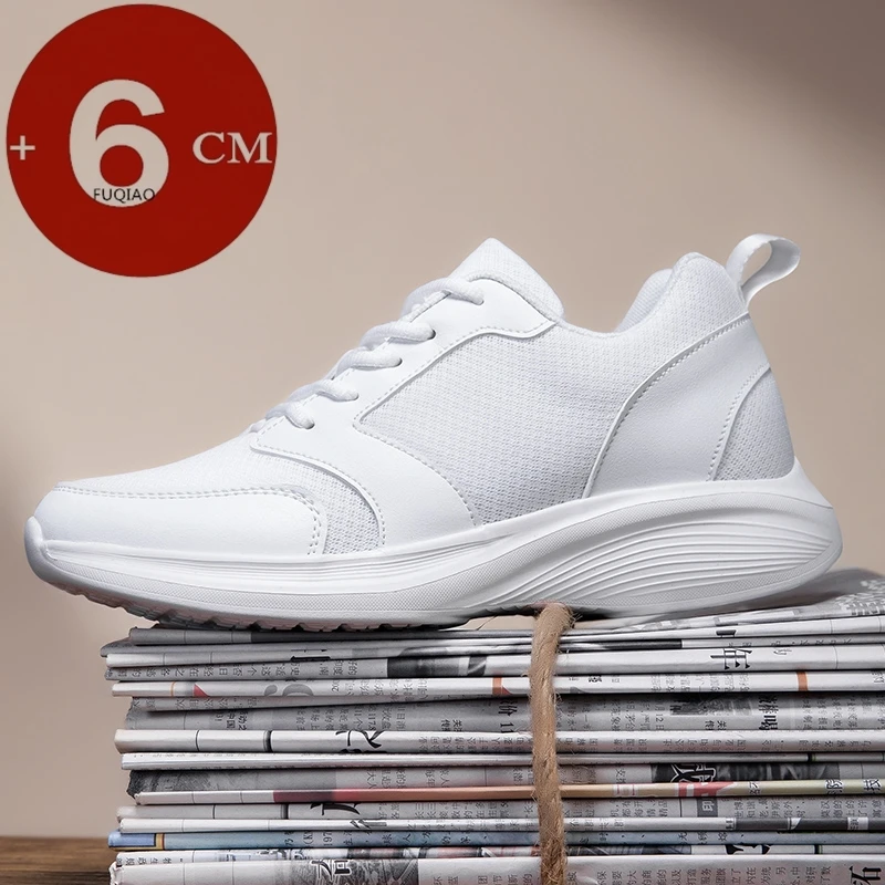 

Breathable Mesh+Leather 6cm Invisible Elevator Height Increase Sport Casual Shoes Unisex Soft Comfortable Sneakers For Men Women