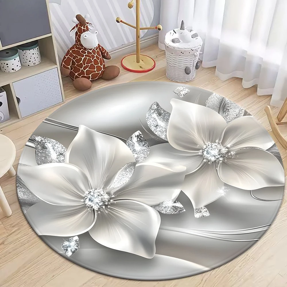Wholesale Commercial Printing - Elegant Grey Glitter Flower Circular Area