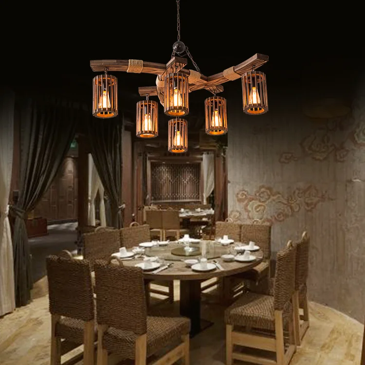 โคมไฟระย้าทำจากไม้เรือโบราณ ร้านขายเสื้อผ้าสร้างสรรค์ ร้านอาหารต้มตุ๋น ห้องนั่งเล่นและห้องรับประทานอาหาร