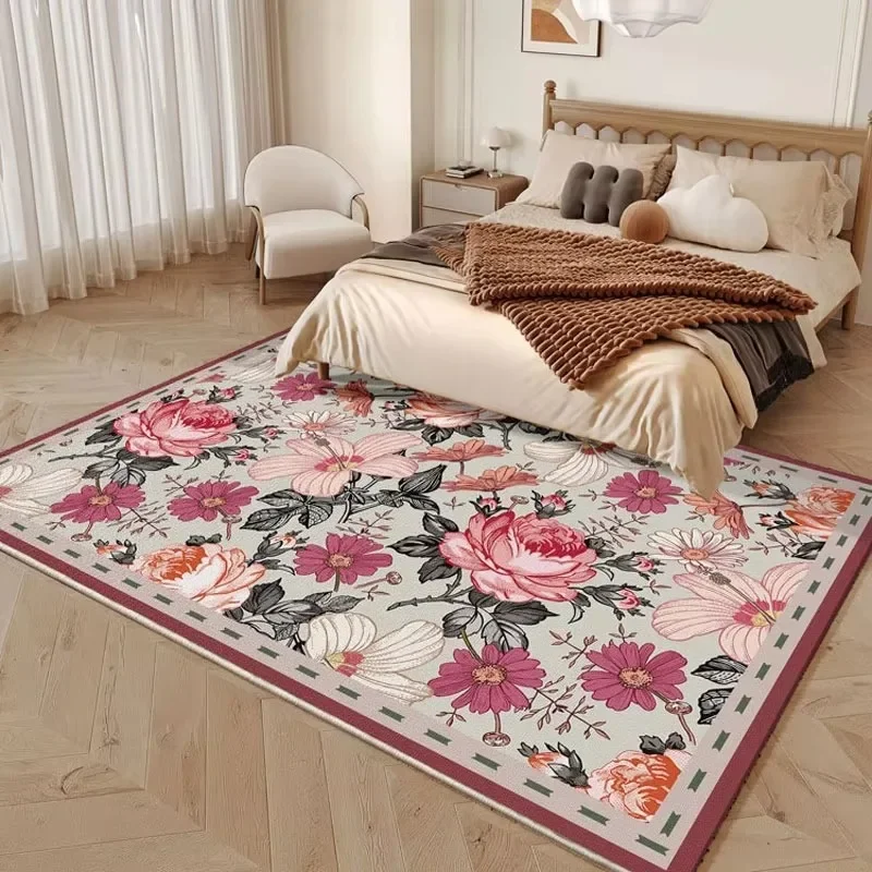 

Light Luxury High-end Floral Living Room Carpet Large Area Non-slip Bedroom Bedside Rug Sofa Coffee Table Cloakroom Soft Mat 인주