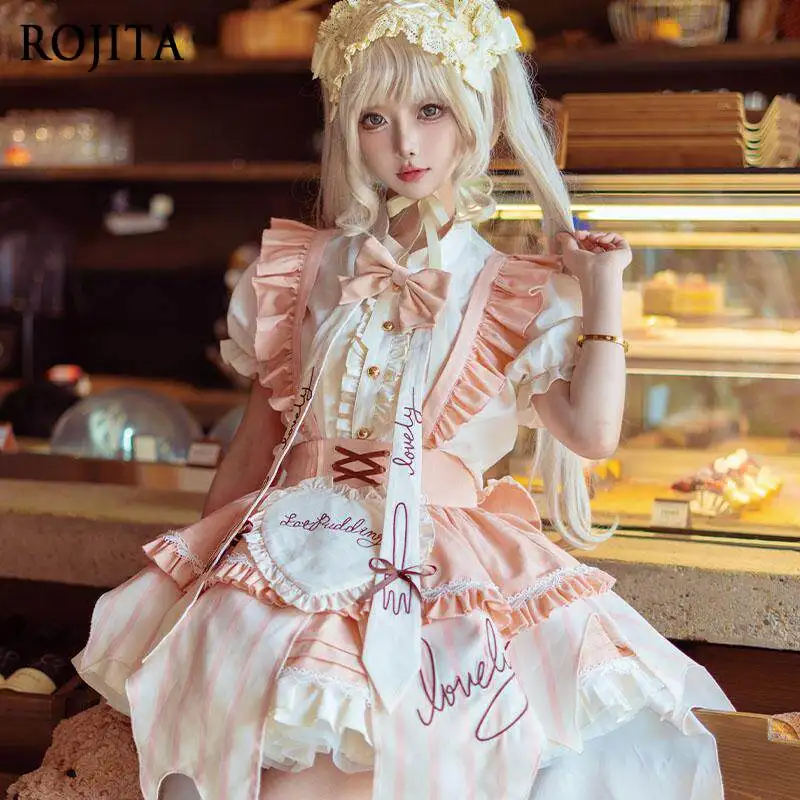 

Lolita Inner Shirt Summer New Streamer Short Sleeve Cute Bubble Sleeve Original Design Beige Women's Shirt Tops