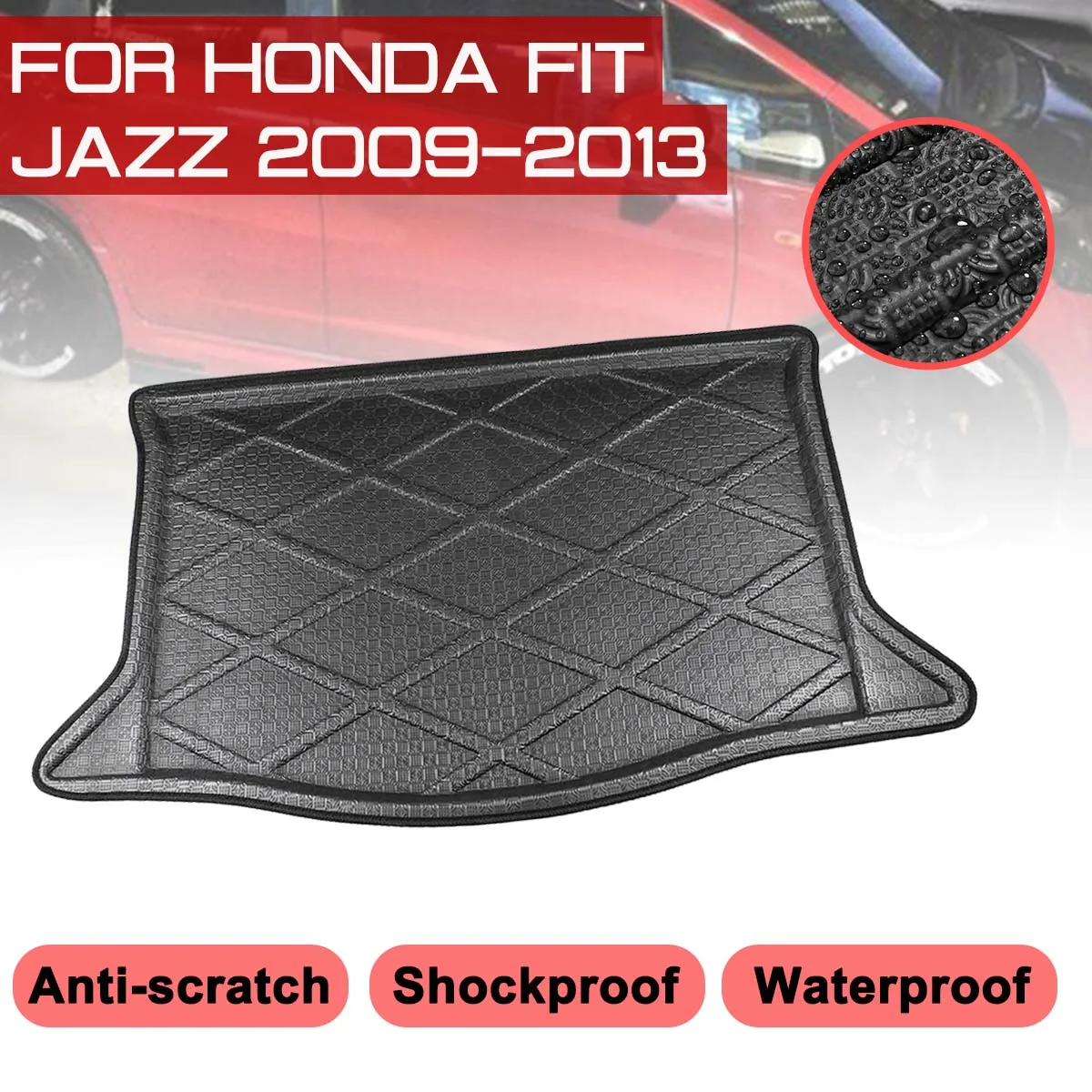 For Honda FIT JAZZ 2009 2010 2011 2012 2013 Car Floor Mat Carpet Rear Trunk Anti-mud Cover