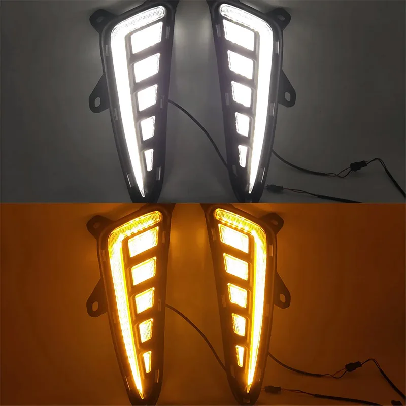 

2PCS Car LED DRL Daytime Running Light For Toyota C-HR CHR 2016 2017 2018 2019 with dynamic Yellow Turn Signal fog lamp