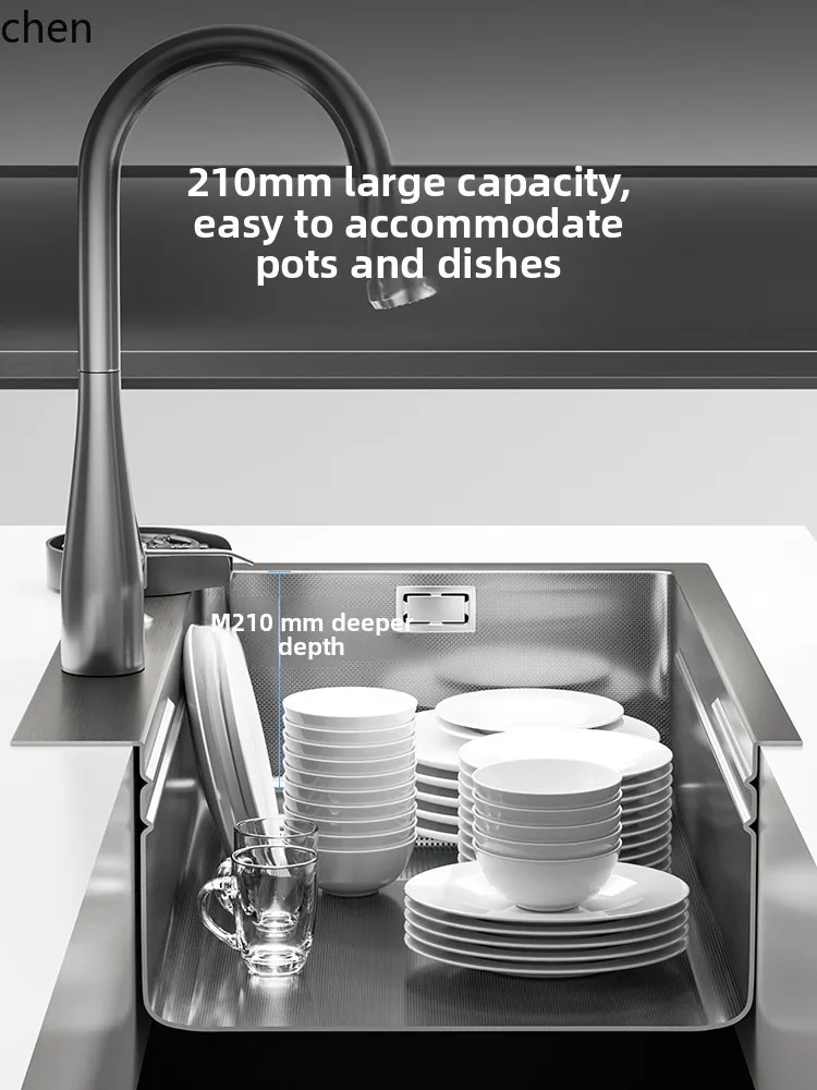 Kitchen Sink Large Single Bowl Thickened 304 Stainless Steel Nano Handmade Dishwashing Sink Household Water Basin