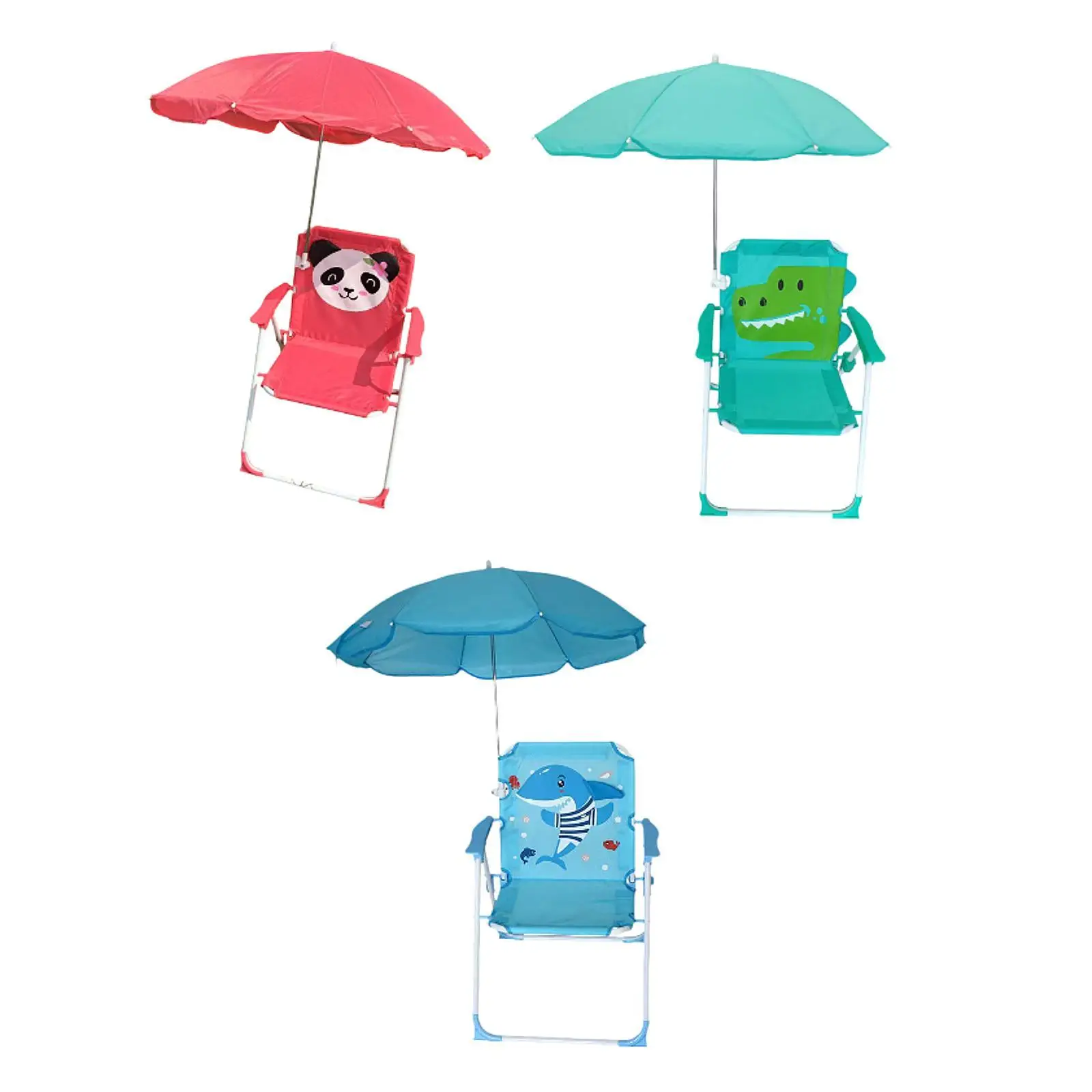 Kids Beach Chairs with Umbrella Foldable Sturdy Steel Frame Camping Chair for Lawn Backyard Outdoor Activity Kids Newborn Gifts