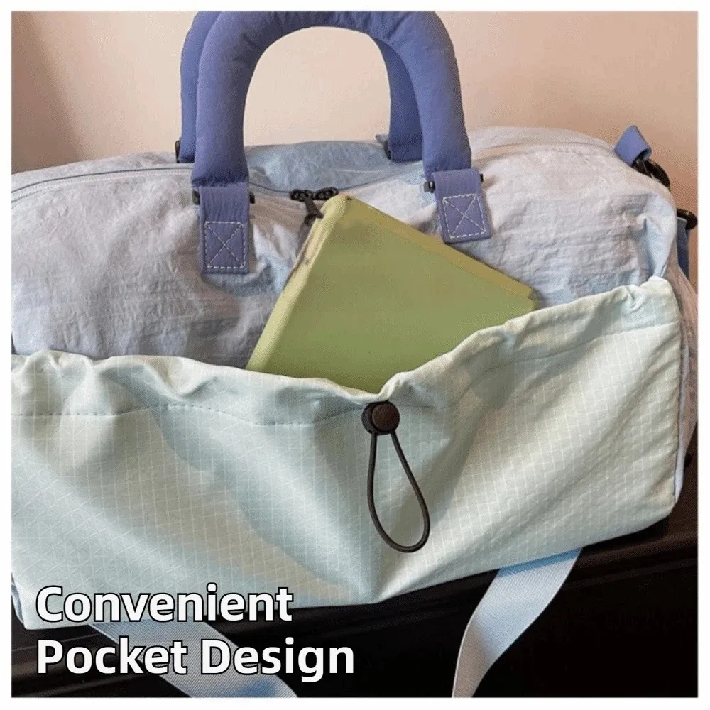 Large Capacity Travel Handbag Waterproof Multi Pocket Duffel Handheld Bag Adjustable Strap Durable Fitness Tote Bag