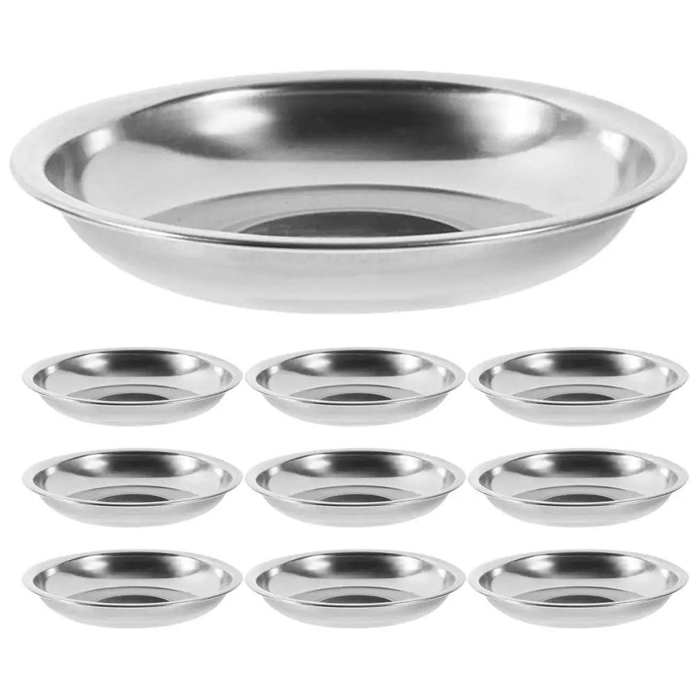 

10pcs 8cm Thickened Round Sauce Dishes Stainless Steel Dipping Bowls Flavor Plates Metal Seasoning Dish Easy Clean Durability