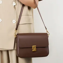 Genuine Leather Handbags for Women Luxury Designer Shoulder Bags Rectangular Real Handbags 2024 Fashion Trend Brand Women Bags