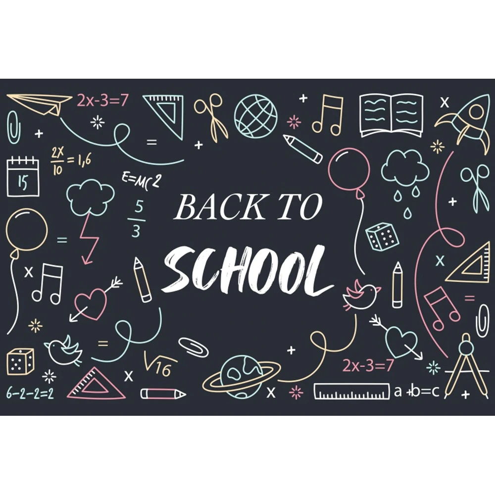 Chalk Drawing Back to School Backdrop Classroom Blackboard Birthday Party Photography Background Students Portrait Photographic