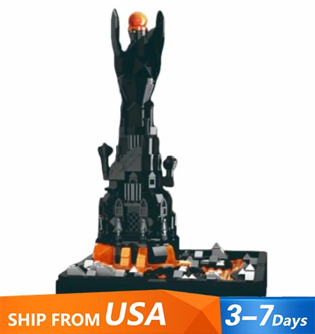 

Новая темная модель MOC Black Tower, креативные строительные блоки, украшение для рабочего стола, подходит для мальчиков и взрослых, рождественский подарок, 659 шт.