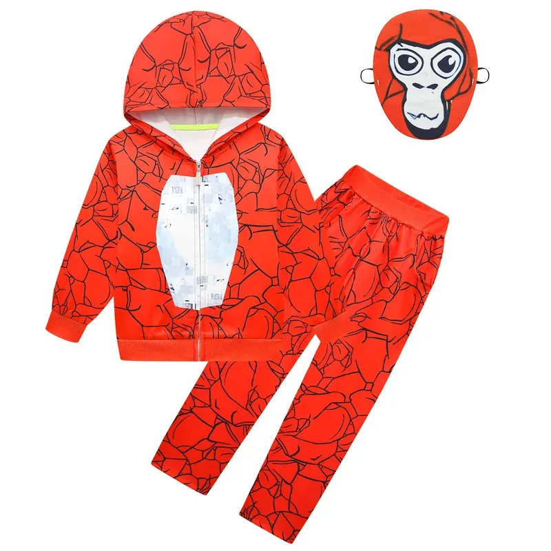 أنيمي تأثيري الأطفال القرد زي VR ألعاب الغوريلا العلامة صبي الفتيات البلوز هوديي السراويل دعوى الاطفال GorillaTag هالوين 72th