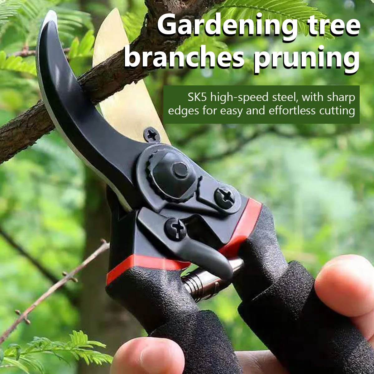 Professional Titanium Bypass Pruning Shears Garden Hand Pruners Lightweight Ergonomic Non-slip Handles SK-5 Steel Durable