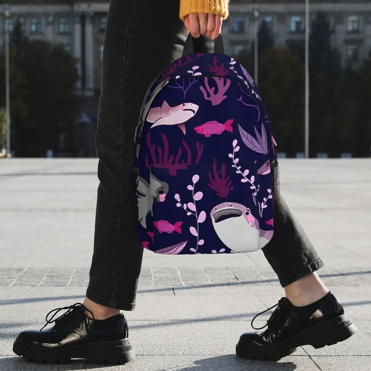 Cartoon Fish Shark And Aquatic Plants Backpack Student BookBag Kids School Bag Laptop Shoulder Bags for Boys Girls