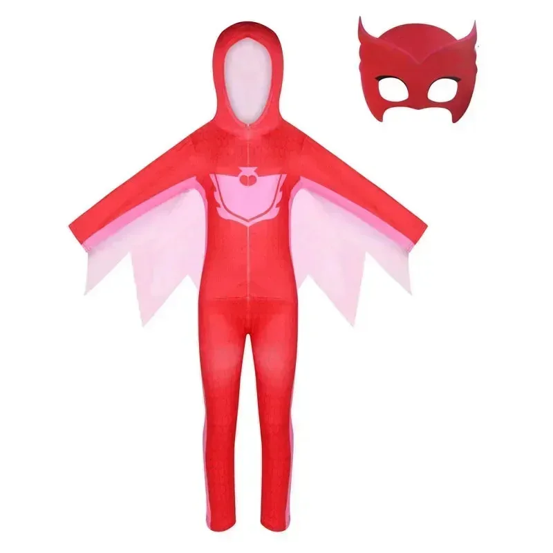 Producto de hombre enmascarado de dibujos animados pequeño héroe Owlette niña bebé PJ juego de cosplay enmascarado niños Halloween Owlette Bo + 5We Cosfam