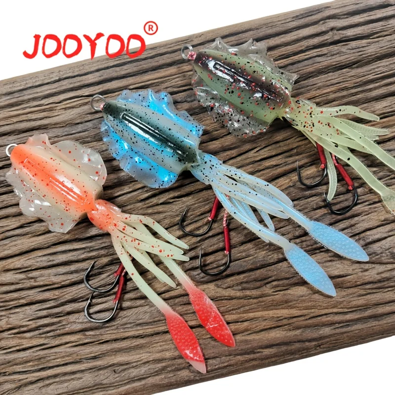 1 Stück 60 g Lua-Weichköder, PVC-Material, gemischte Farben, UV-Glühen, dunkler weicher Köder, großer Tintenfisch, Tiefsee-Bootsangeln, bionischer Köder, gefälschter Köder