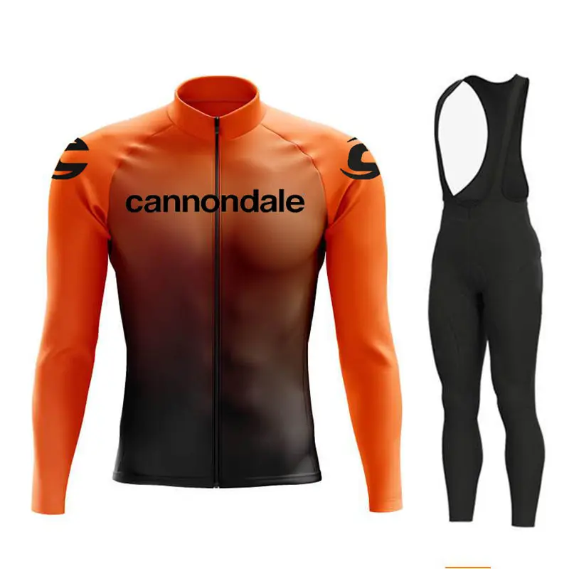 Cannondale New Team Breathable Mens Long Sleeve Cycling Jersey Set Spring and Fall Mountian Bicycle Clothes Wear Ropa Ciclismo