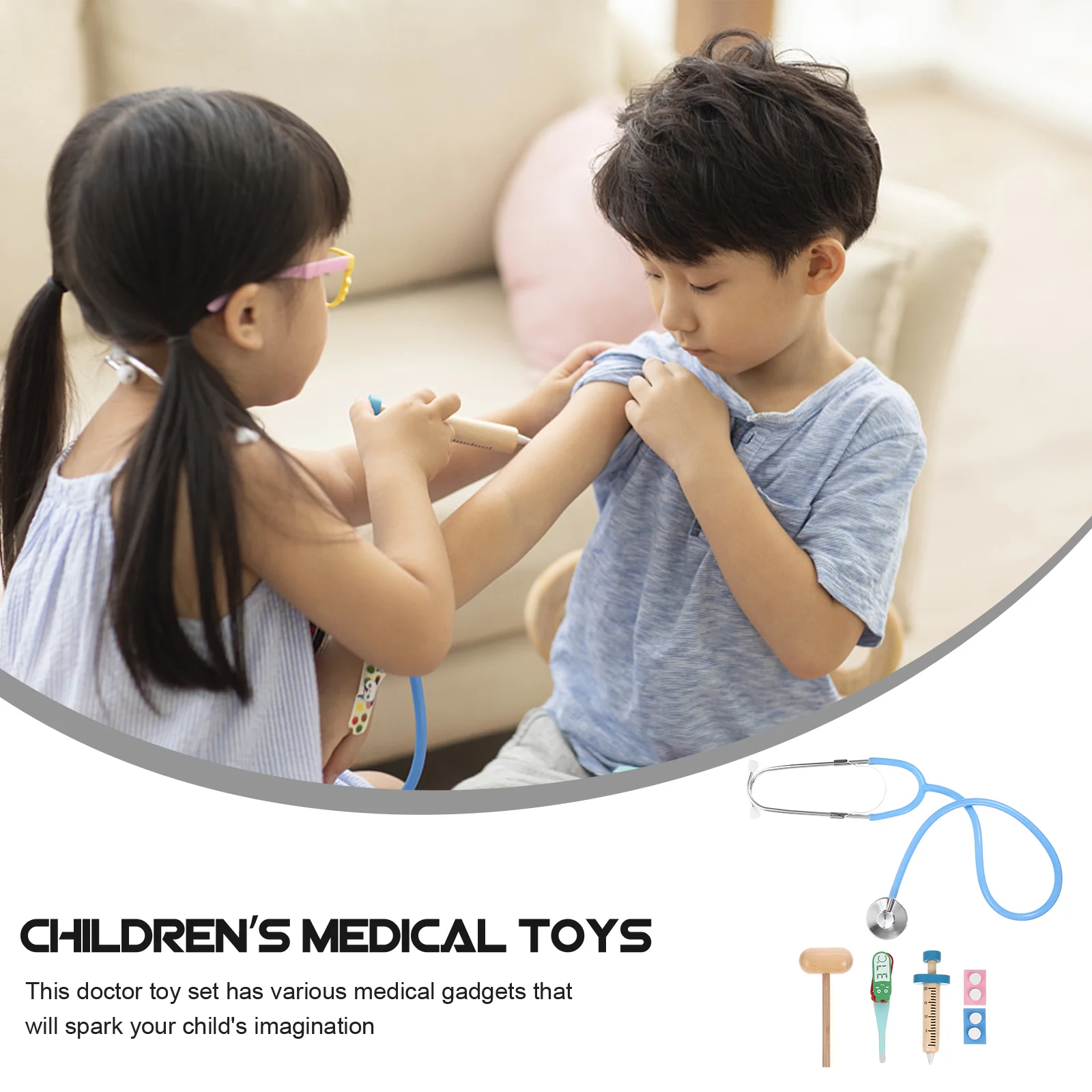 Médico para crianças playset dos desenhos animados estetoscópio suprimentos kits acessórios bebê