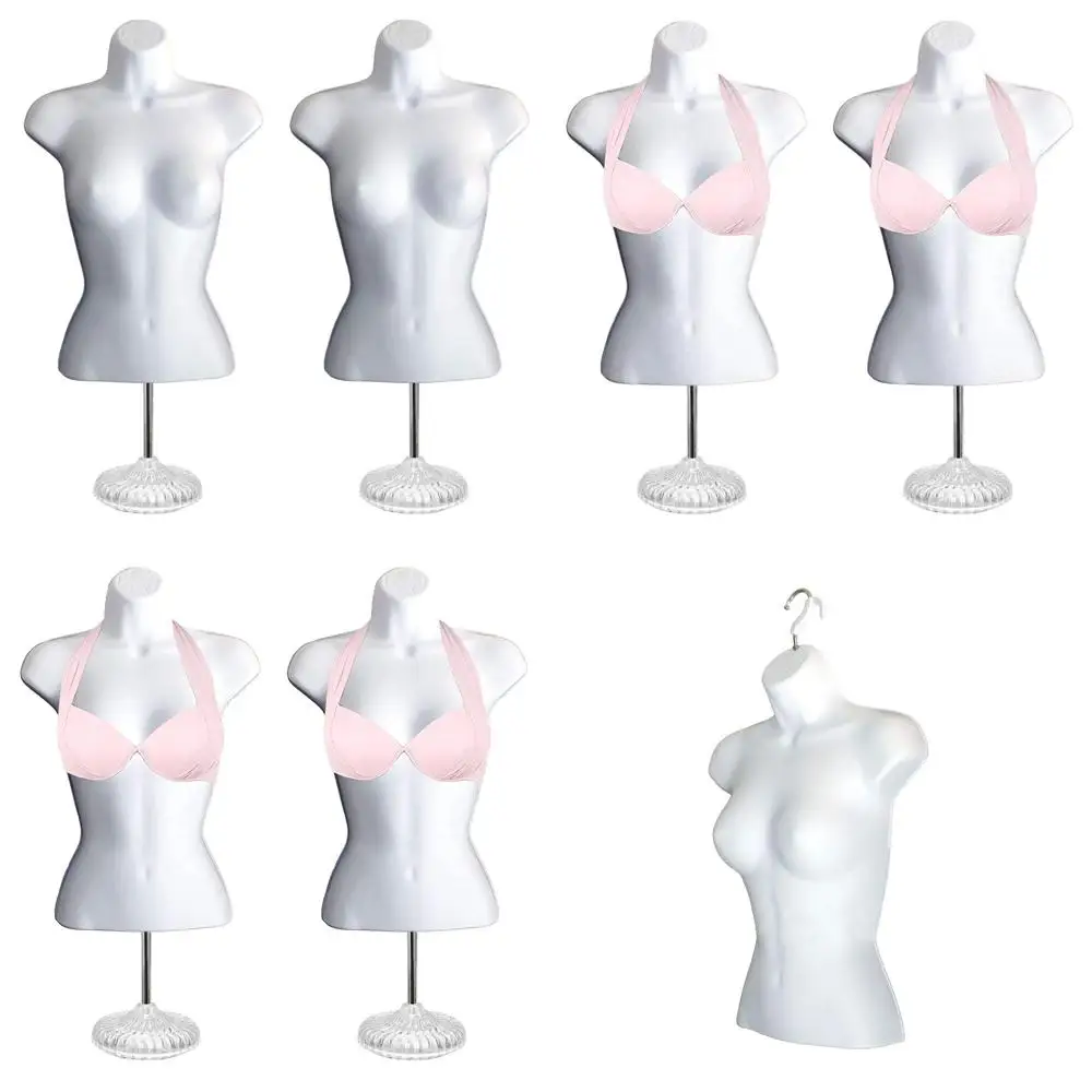 

White Female Hollow Back Mannequin Set with Acrylic Stand and Metal Pole, S-M Sizes (2)