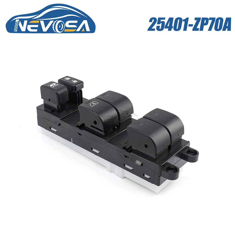 

NEVOSA 25401-ZP70A For Nissan Frontier Xterra 2005 Sentra 2010 LHD Front Left Side Master Power Window Switch Button 25401ZP70A