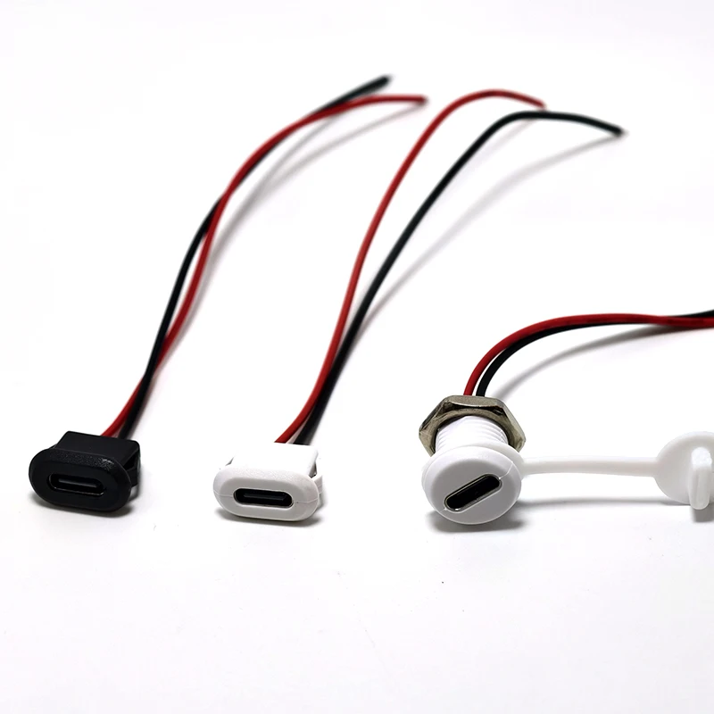 

5/10Pcs Connector Type-C With Nut Locking Plate Waterproof Female USB Socket High Current Fast Charging Jack Port