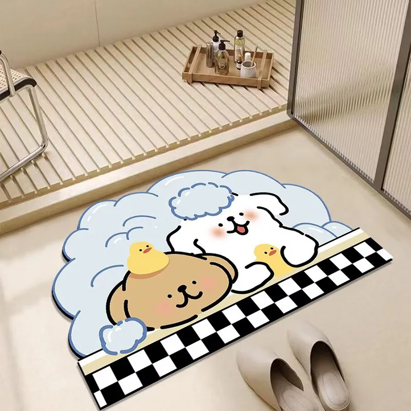 

Alien Cute Bath Mat Anti Slip Diatom Mat Thin Absorbent Bathroom Rug Quick-Drying Foot Mat Toilet Floor Shower Carpet Home Deco