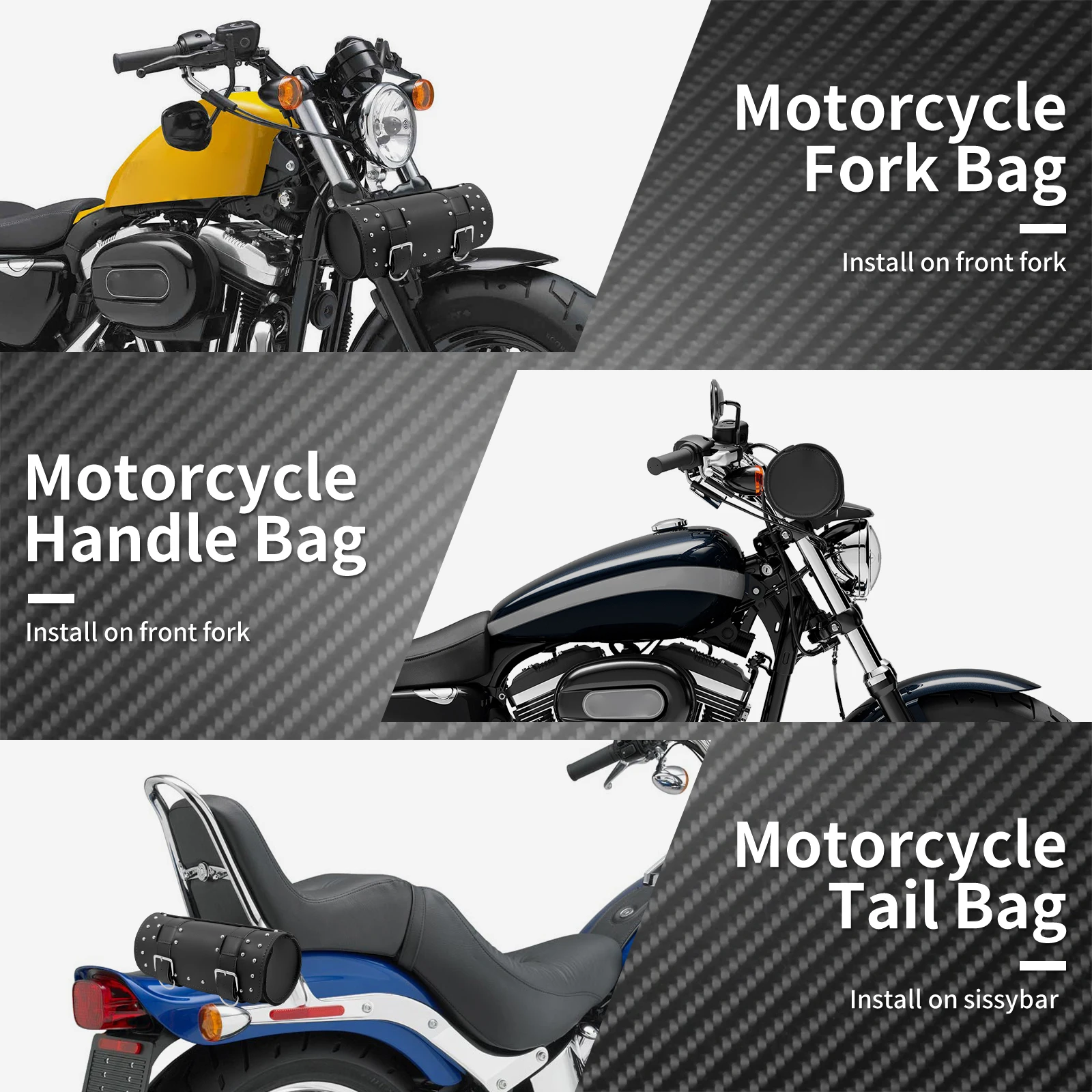 Borse per attrezzi forcella moto Custodia da viaggio in pelle PU Borsa per bagagli anteriore universale per Harley Sportster Touring Softail Dyna