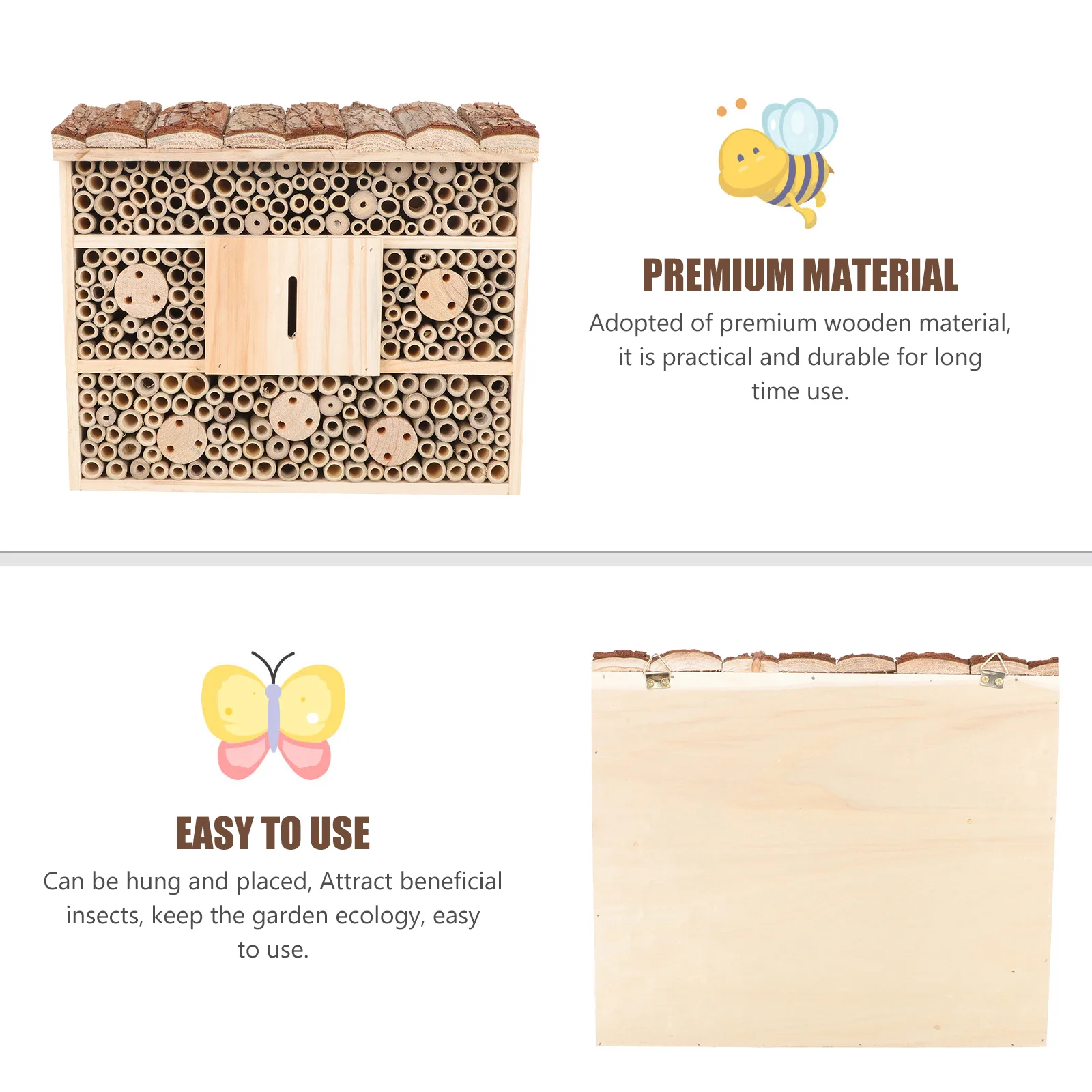 

Creative Insect House Decoration Wooden Hut Garden Bee Habitat Nesting Pollination Outdoor Pet Supplies