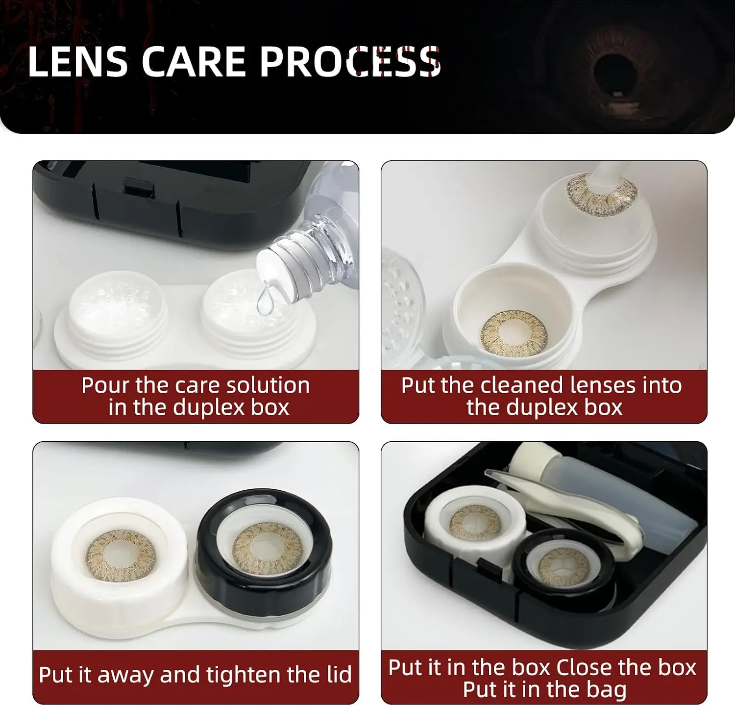 All-in-one Kit Contact Lens Case with Tweezer Remover Devil's Eye Spooky & Stylish Halloween Style Contact Lens Storage Holder