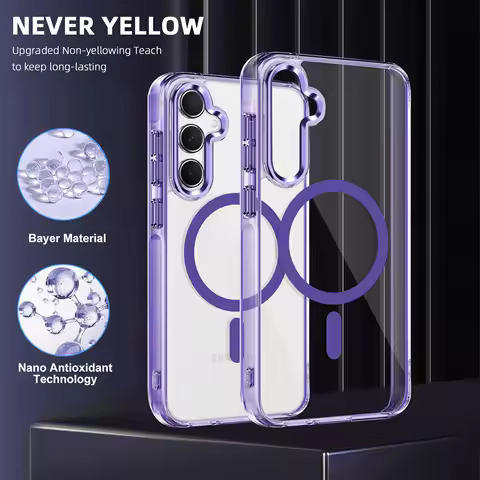 Original Magsafe Magnetic Wireless Charging Case For Samsung Galaxy S24 S23 S22 Ultra Plus A55 A35 A15 HD Clear Shockproof Cover
