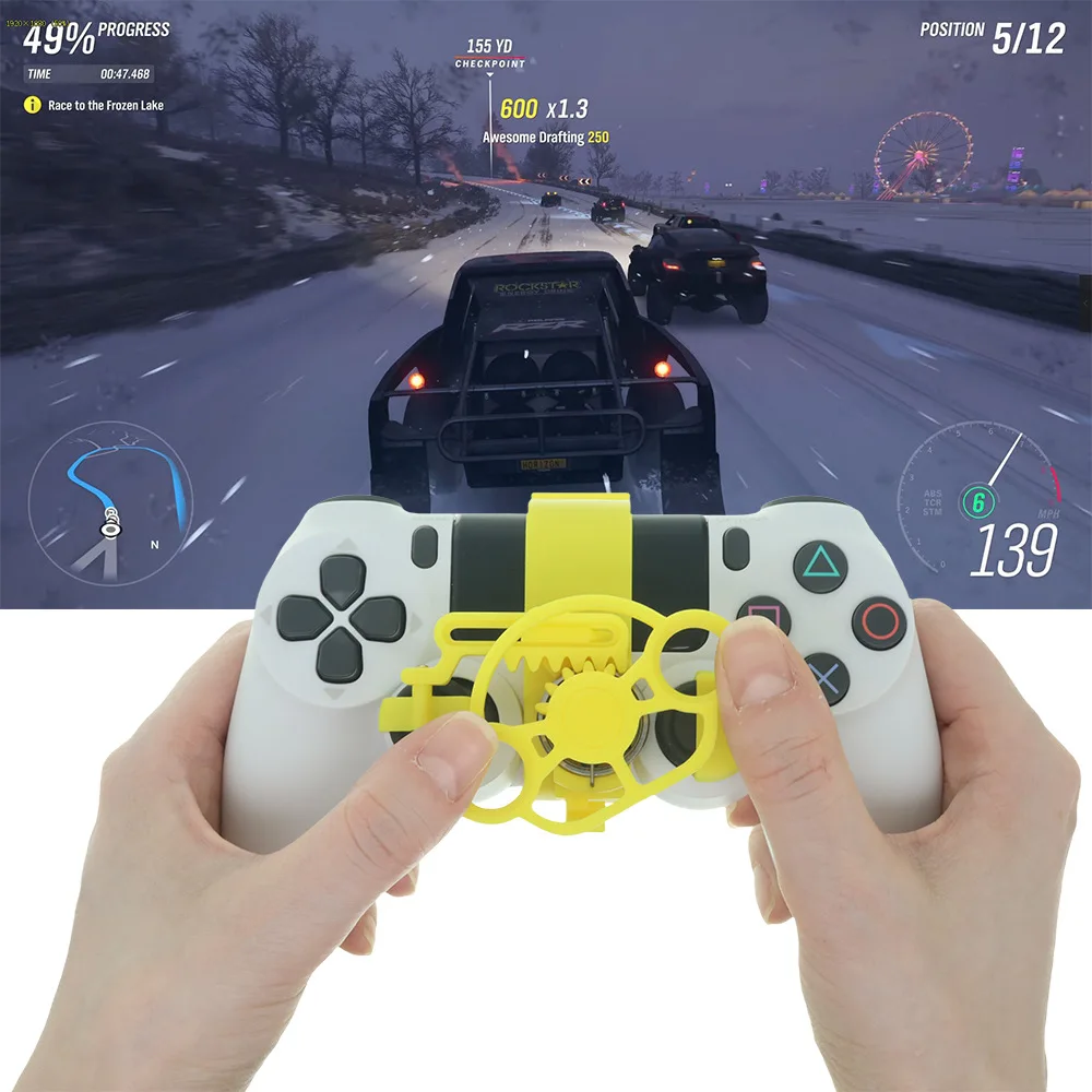 

For PS4 Controller Racing Game Mini Steering Simulator 3D Printing Wheel Auxiliary Replacement Game Joystick Gamepad Accessories