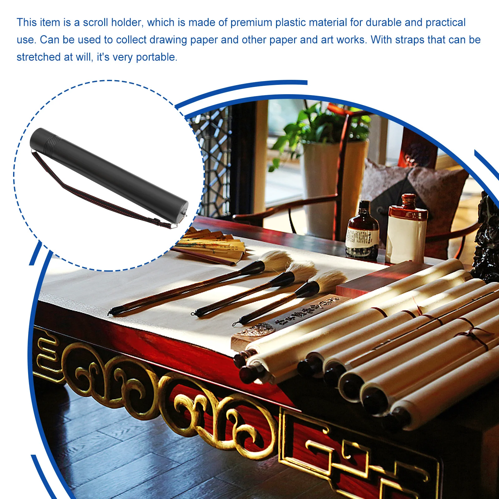 1 قطعة أنبوب الرسم البياني الدوار حامل التمرير البلاستيكي القابل للتوسيع للرسومات الملصقات سعة كبيرة منظم فني محمول قوي #3