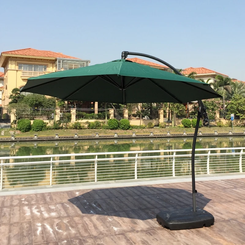 Outdoor umbrella Garden umbrella Parasol Round sunscreen Large stall Garden yard Outdoor hand crank