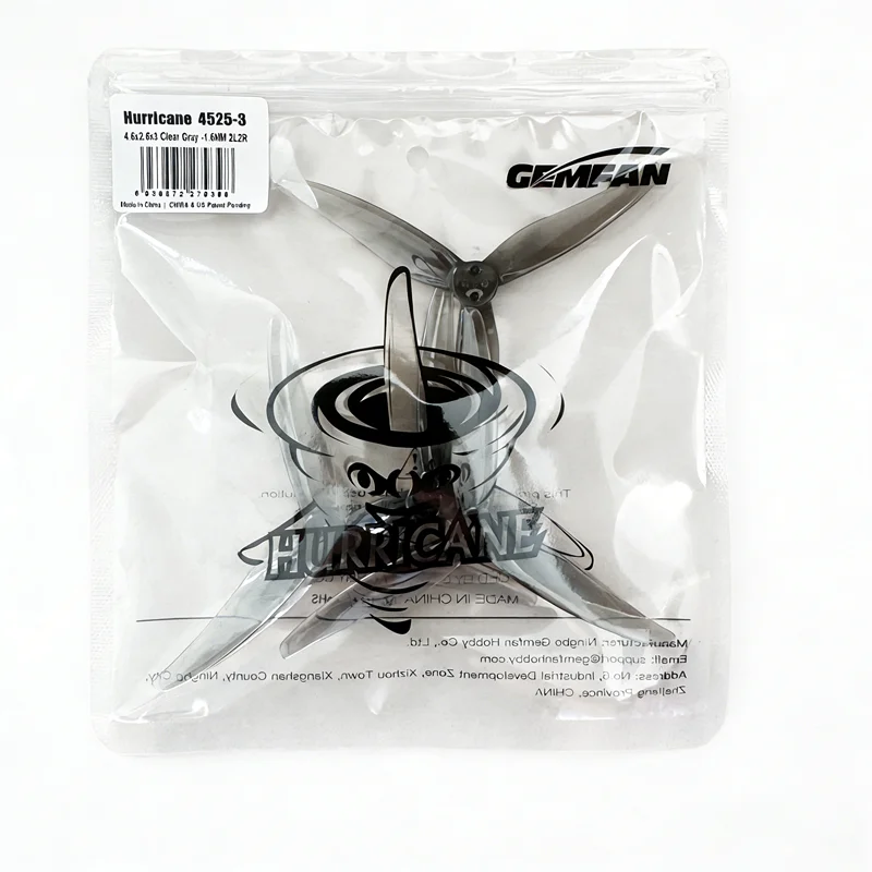 

Gemfan 4525 Hurricane 3-Blade PC Propeller (2 Pairs: 2CW+2CCW), 114.8mm, 2.5" Pitch, T-mount 1.5mm, Fit 2004 Motor