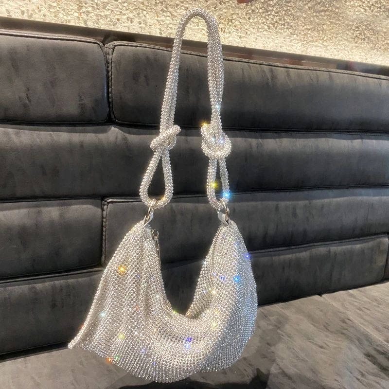 luxury Designer hobo shoulder bag handmade Shining Rhinestones Evening clutch Bag Purse Crystal Purses and handbag Hobo Bags