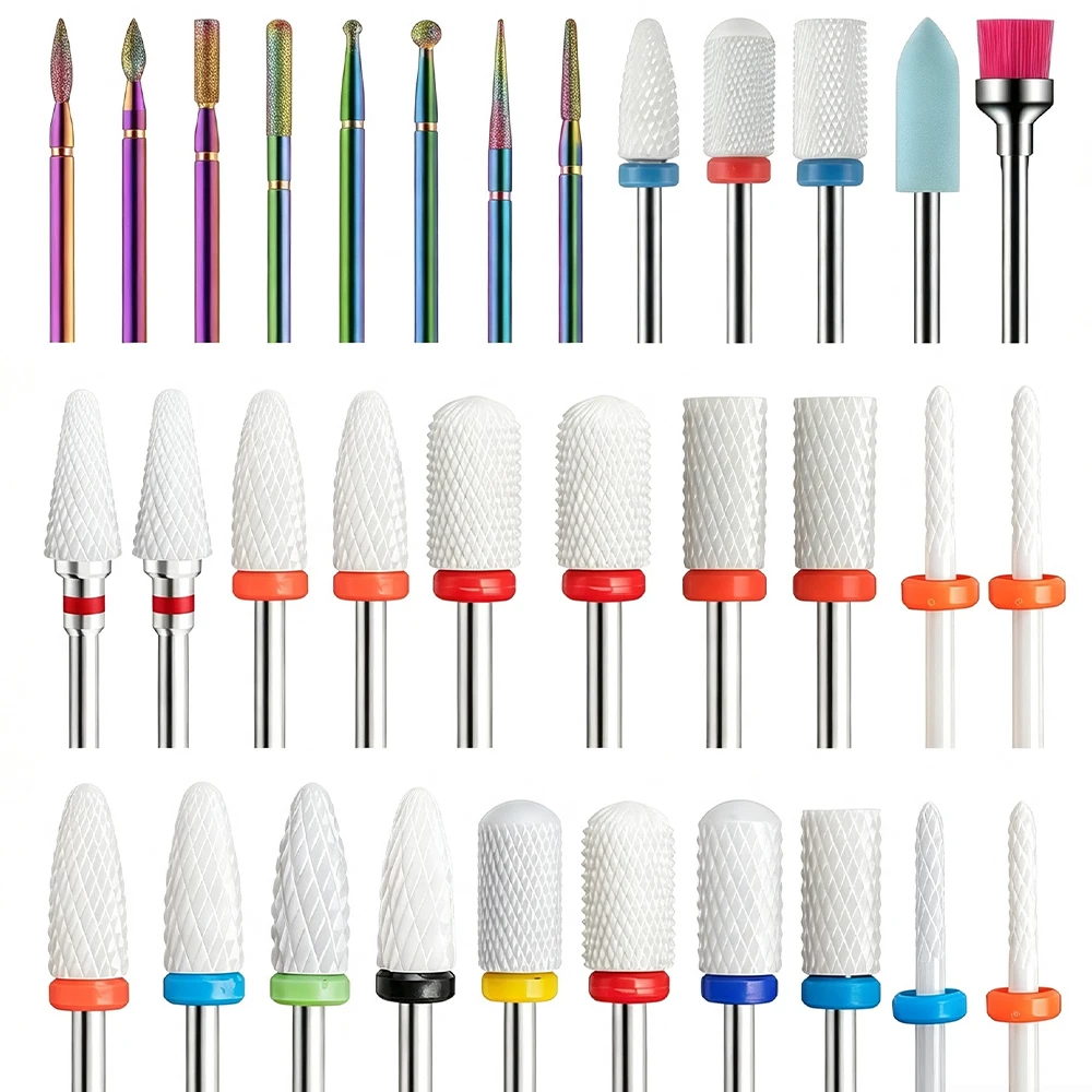 33/13/10-teiliges Keramik-Nagelbohrer-Set, professionelle Nagelbohrwerkzeuge zum Entfernen von Nagelgel und Formen der Nägel