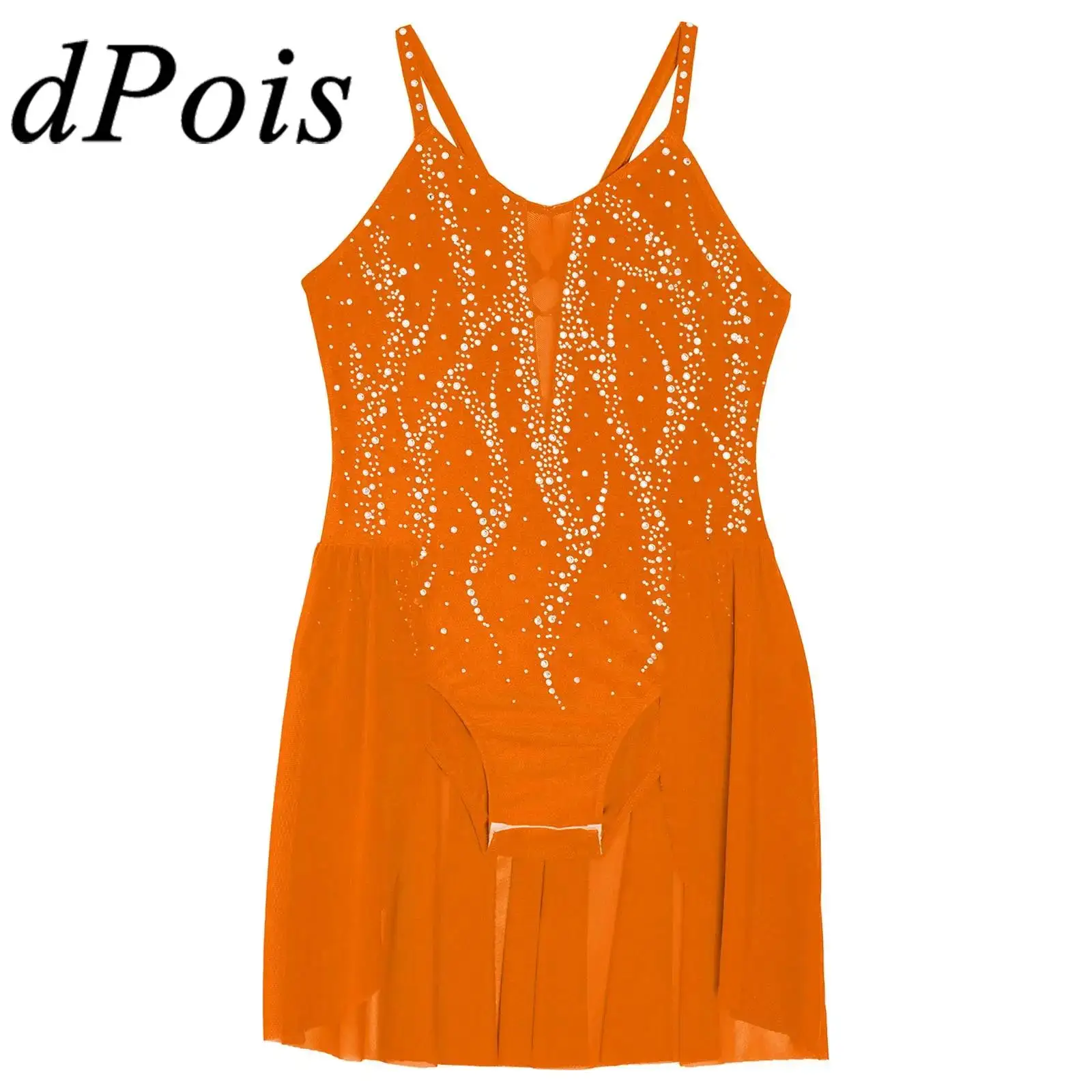 

Girls Ballet Dress Rhinestone Figure Skating Costume Children' Gymnastics Letard Lyrical Dance Costume Kids Performance Clothes