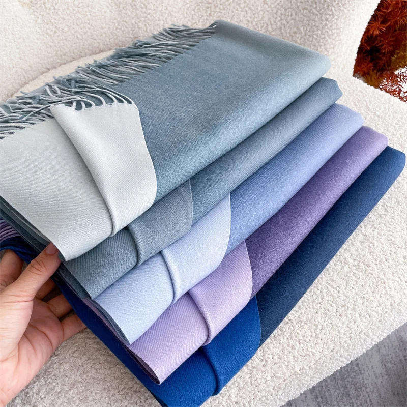 

40 Color Solid Winter Cashmere Scarf for Women Warm Hijab Shawl Wrap Lady Pashmina Blanket Tassel Bandana Poncho Stole Scarves
