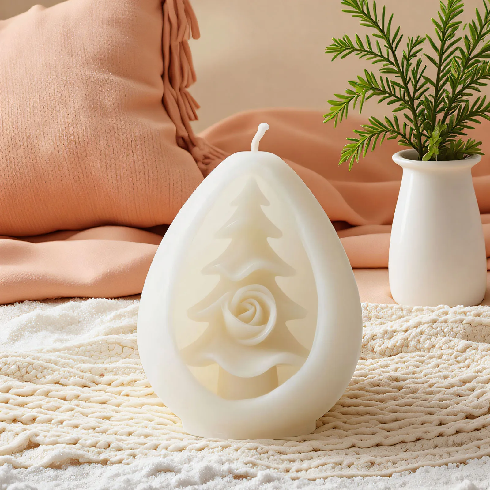 Boule d'arbre de noël bougie parfumée moule en Silicone bricolage creux arbre de noël Rose bougie faisant des fournitures décoration de noël