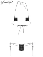 Conjunto de microbikini para mujer, traje de baño con cuello Halter, sujetador con cordones y Tanga de tiro bajo, Bikinis para club nocturno